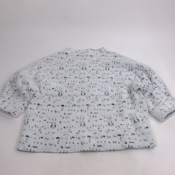 Calligraphie Soft Mock Turtleneck Sweater 3 Quarter sleeve Crop White Black XL - Picture 8 of 13